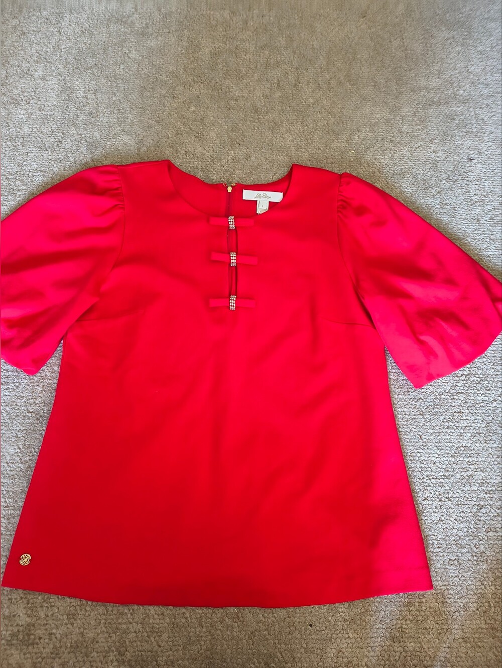 NWT Lily Pulitzer Ethenia Bow Knit Top - Cranberry Red